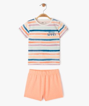 Pyjashort avec tee-shirt rayé bébé garçon vue1 - GEMO 4G BEBE - GEMO