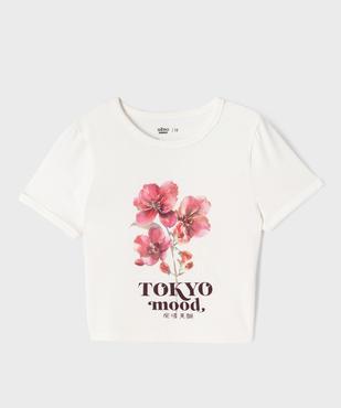 Tee-shirt manches courtes coupe courte imprimé Japon fille vue1 - GEMO 4G FILLE - GEMO