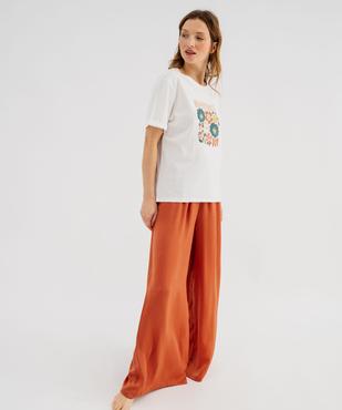 Pantalon de pyjama fluide en matière satinée femme vue4 - GEMO 4G FEMME - GEMO