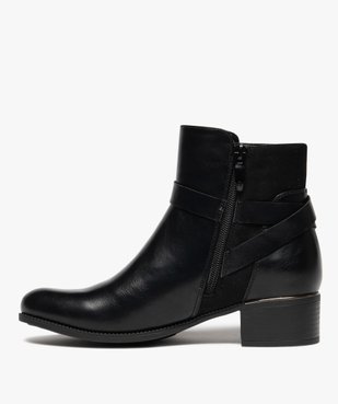 Boots femme à petit talon et bout amande avec brides fantaisie  vue4 - GEMO (CASUAL) - GEMO