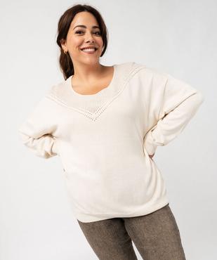 Pull en fine maille à encolure ajourée fantaisie femme grande taille vue1 - GEMO (G TAILLE) - GEMO