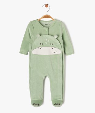 Pyjama en velours avec motif dinosaure bébé garçon vue1 - GEMO(BB COUCHE) - GEMO