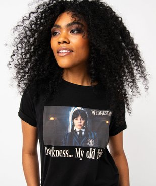 Tee-shirt manches courtes imprimé femme - Wednesday vue6 - WEDNESDAY - GEMO