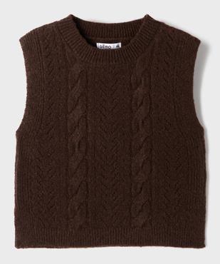 Pull sans manches en maille torsadée fille vue1 - GEMO (ENFANT) - GEMO