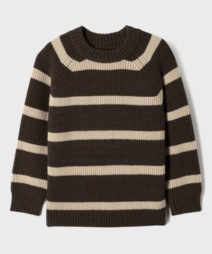 Pull rayé en grosse maille à emmanchures raglan garçon vue1 - GEMO (ENFANT) - GEMO