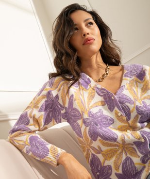 Gilet  imprimé à petits boutons femme vue1 - GEMO(FEMME PAP) - GEMO