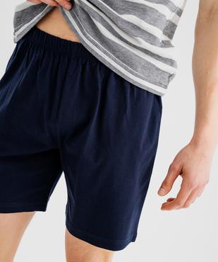 Pyjashort avec haut rayé et bas uni homme vue10 - GEMO 4G HOMME - GEMO