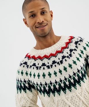 Pull jacquard en grosse maille douillette fantaisie homme vue4 - GEMO (HOMME) - GEMO
