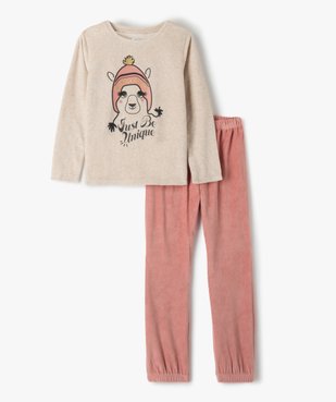 Pyjama fille velours motif lapin à paillettes dorées vue1 - GEMO (ENFANT) - GEMO