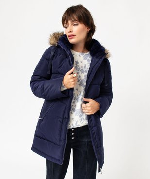 Manteau matelassé à capuche en fourrure imitation femme vue1 - GEMO 4G FEMME - GEMO