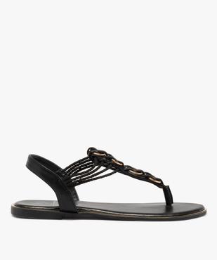 Sandales femme à talon plat et entre-doigts détails métal vue1 - GEMO (CASUAL) - GEMO
