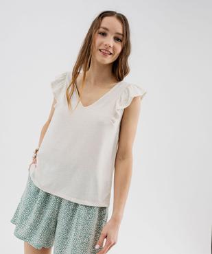 Tee-shirt sans manches pailleté et volanté femme vue4 - GEMO(FEMME PAP) - GEMO