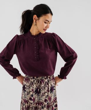 Blouse manches longues en flanelle de coton femme  vue1 - GEMO(FEMME PAP) - GEMO