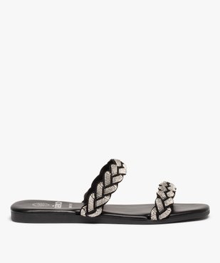 Mules femme à talon plat et brides strass tressées vue1 - GEMO (CASUAL) - GEMO