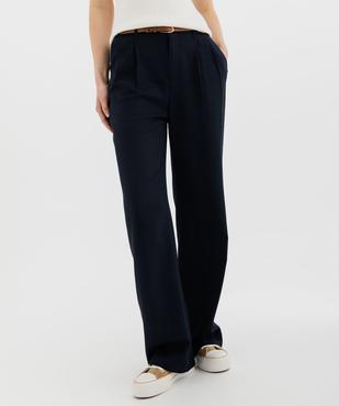 Pantalon large en viscose et lin avec ceinture femme - LuluCastagnette vue1 - LULUCASTAGNETTE - GEMO