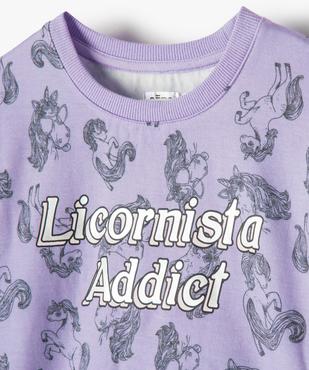 Pyjama fille avec haut molletonné à motifs licornes vue2 - GEMO (ENFANT) - GEMO