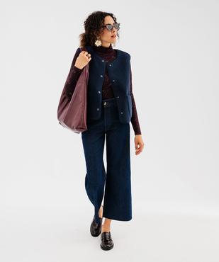 Jean wide leg cropped en denim brut femme vue1 - GEMO 4G FEMME - GEMO