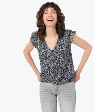Blouse femme imprimée avec volants sur les épaules vue1 - GEMO(FEMME PAP) - GEMO