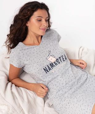 Chemise de nuit imprimée à manches courtes femme vue2 - GEMO 4G FEMME - GEMO