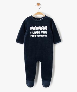 Pyjama bébé en velours avec message sur le buste vue1 - PREMIER PRIX BY GEMO - GEMO