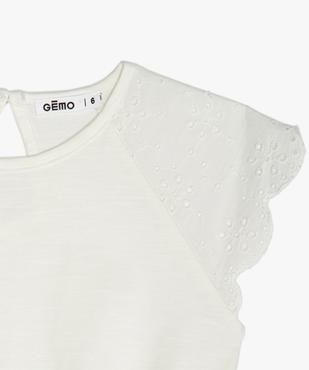 Tee-shirt fille avec épaules en broderie anglaise et bas à nouer vue3 - GEMO 4G FILLE - GEMO