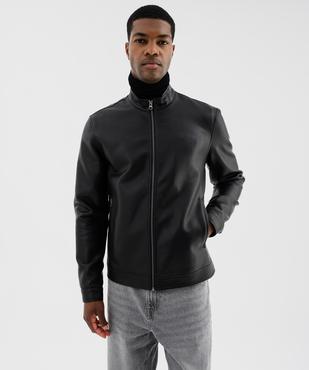 Blouson en cuir imitation fermeture zippée homme vue4 - GEMO (HOMME) - GEMO
