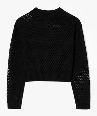 Pull en maille ajourée coupe courte fille vue3 - GEMO (JUNIOR) - GEMO