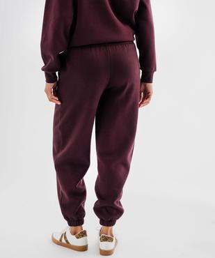 Pantalon de jogging en molleton uni à taille élastiquée femme vue3 - GEMO 4G FEMME - GEMO