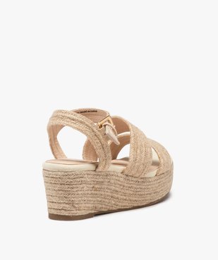 Sandales femme à talon compensé et brides unies en jute vue4 - GEMO(URBAIN) - GEMO