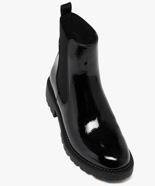 Boots femme vernies style Chelsea à semelle crantée vue6 - 5 MILES - GEMO