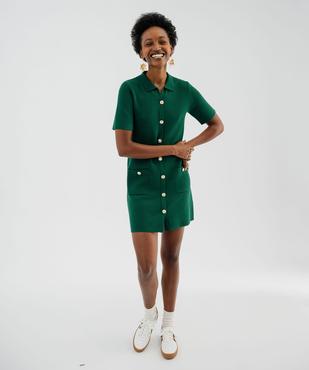 Robe en maille à manche courtes avec boutons métalliques femme vue1 - GEMO 4G FEMME - GEMO