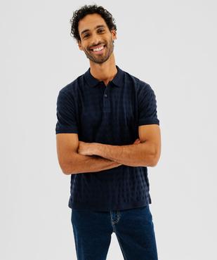 Polo manches courtes en maille fantaisie effet rayé homme vue1 - GEMO 4G HOMME - GEMO
