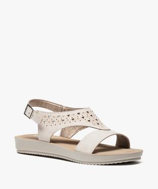 Sandales femme à talon compensé large bride perforée vue2 - GEMO (CONFORT) - GEMO
