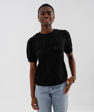 Tee-shirt à manches courtes en maille ajourée femme vue4 - GEMO 4G FEMME - GEMO