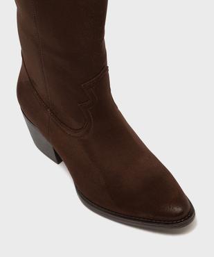 Bottes à talon en suédine look western femme - Follow Me vue5 - FOLLOW ME - GEMO
