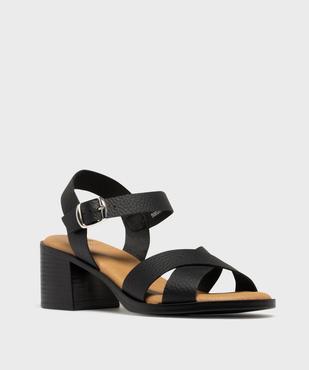 Sandales à talon et larges brides en cuir femme - Tanéo vue2 - TANEO - GEMO