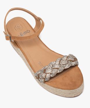 Sandales femme compensées à bride strass tressée vue6 - GEMO(URBAIN) - GEMO
