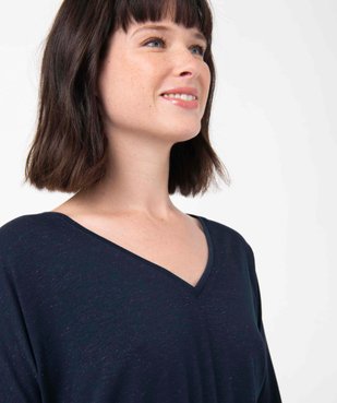 Tee-shirt femme à manches longues en maille scintillante vue2 - GEMO(FEMME PAP) - GEMO