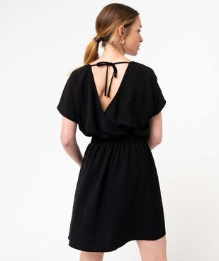 Robe femme en maille gaufrée avec double décolleté cache-coeur vue3 - GEMO(FEMME PAP) - GEMO