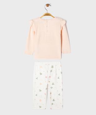 Pyjama 2 pièces en velours motifs oiseaux bébé fille vue4 - GEMO 4G BEBE - GEMO