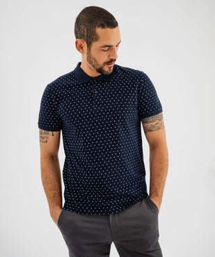 Polo manches courtes en maille piquée à micro-motifs homme vue1 - GEMO 4G HOMME - GEMO