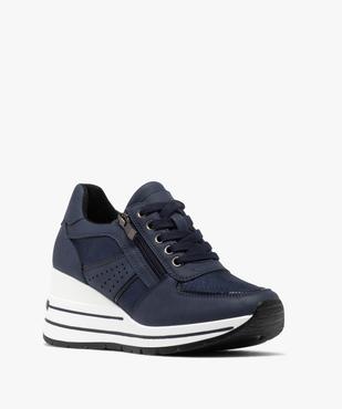 Baskets à talon compensé, lacets et zip femme vue3 - VALENTINA BALDA - GEMO