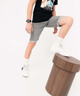 Bermuda garçon en jean stretch à revers vue1 - GEMO (JUNIOR) - GEMO