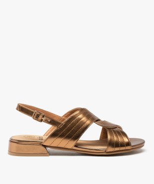 Sandales femme à talon plat et larges brides croisées vue1 - GEMO (CASUAL) - GEMO