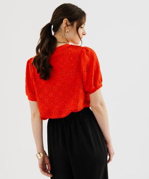 Tee-shirt à manches courtes en maille ajourée femme vue4 - GEMO 4G FEMME - GEMO