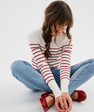 Pull fin en viscose à rayures femme vue1 - GEMO 4G FEMME - GEMO
