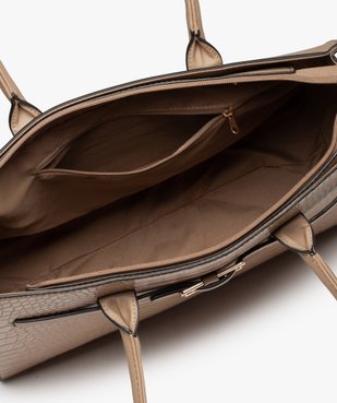 Sac cabas femme en matière embossée avec boucle métallique vue3 - GEMO (ACCESS) - GEMO