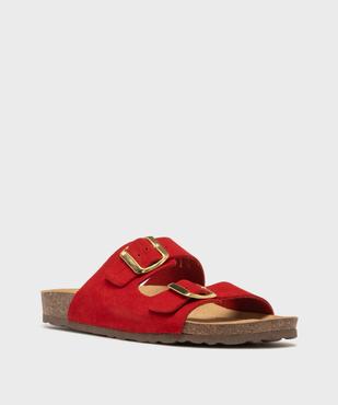 Mules plates à double brides en cuir femme vue2 - FOLLOW ME - GEMO