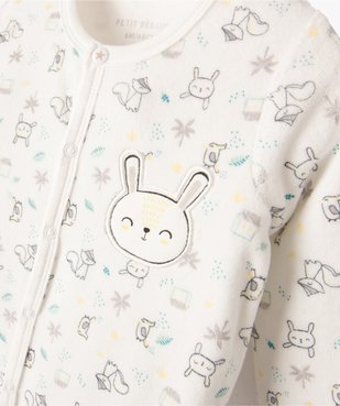Pyjama bébé en velours imprimé à ouverture pressionnée sur l'avant - Petit Béguin vue2 - PETIT BEGUIN - GEMO