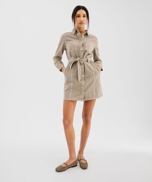 Robe chemise en jean à manches longues femme - LuluCastagnette vue5 - LULUCASTAGNETTE - GEMO